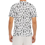 White And Black Music Note Pattern Print Men's Short Sleeve Rash Guard