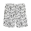 White And Black Music Note Pattern Print Men's Athletic Shorts