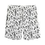 White And Black Music Note Pattern Print Men's Sports Shorts