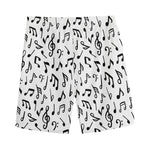 White And Black Music Note Pattern Print Men's Sports Shorts