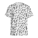 White And Black Music Note Pattern Print Men's Sports T-Shirt