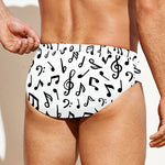 White And Black Music Note Pattern Print Men's Swim Briefs