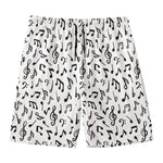 White And Black Music Note Pattern Print Men's Swim Trunks