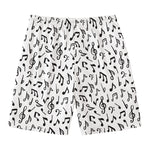 White And Black Music Note Pattern Print Men's Swim Trunks