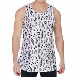 White And Black Music Note Pattern Print Men's Velvet Tank Top