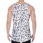 White And Black Music Note Pattern Print Men's Velvet Tank Top