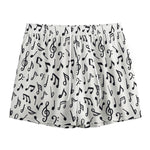 White And Black Music Note Pattern Print Mesh Shorts