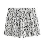 White And Black Music Note Pattern Print Mesh Shorts