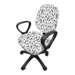 White And Black Music Note Pattern Print Office Chair Cover