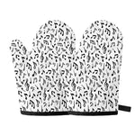 White And Black Music Note Pattern Print Oven Mitts