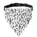 White And Black Music Note Pattern Print Over The Collar Dog Bandana