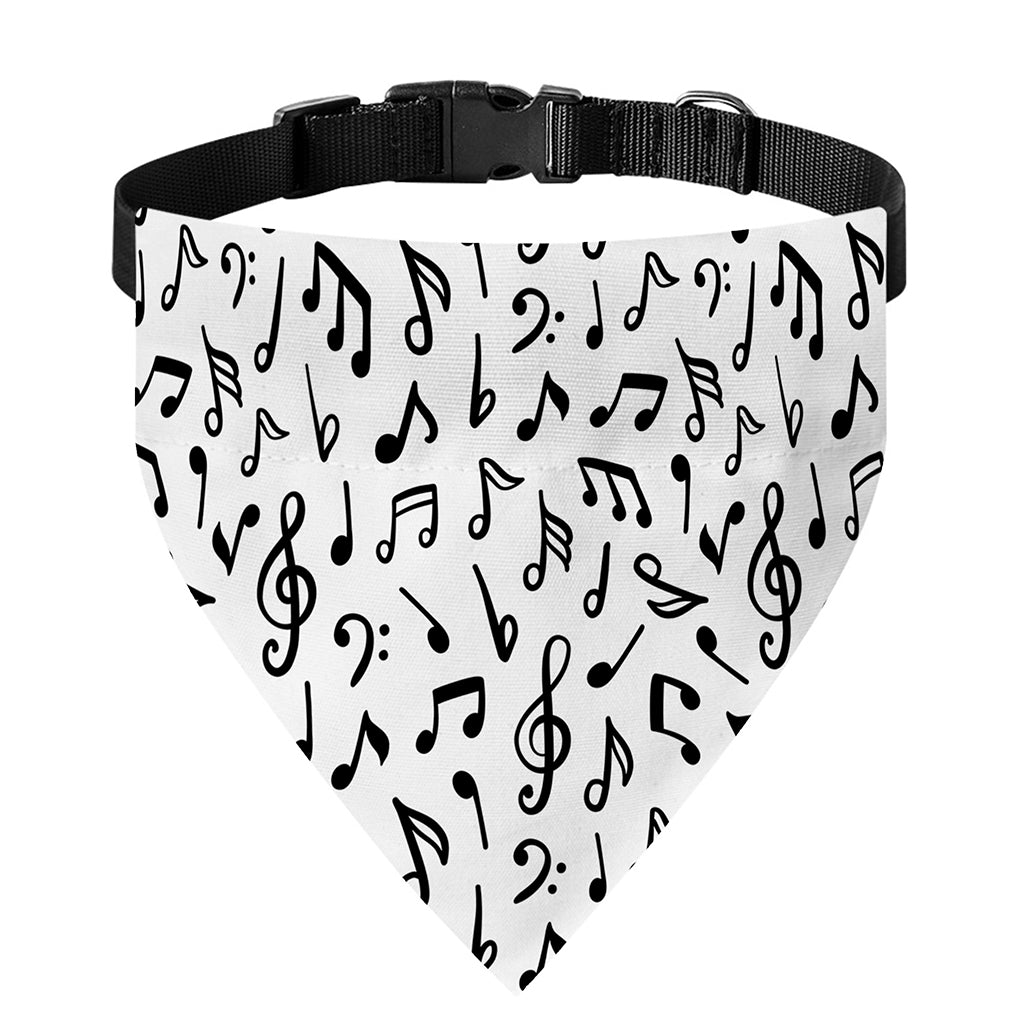White And Black Music Note Pattern Print Over The Collar Dog Bandana