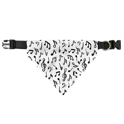 White And Black Music Note Pattern Print Over The Collar Dog Bandana