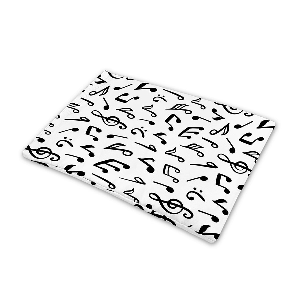 White And Black Music Note Pattern Print Pet Cooling Mat Cover