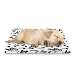 White And Black Music Note Pattern Print Pet Cooling Mat Cover