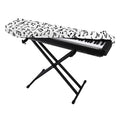 White And Black Music Note Pattern Print Piano Keyboard Cover