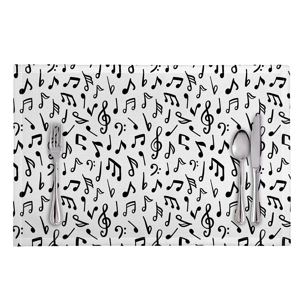 White And Black Music Note Pattern Print Placemat