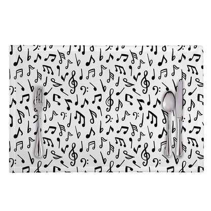 White And Black Music Note Pattern Print Placemat