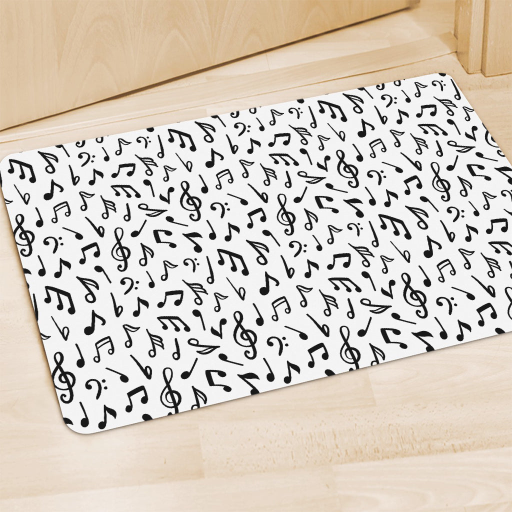 White And Black Music Note Pattern Print Polyester Doormat