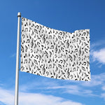 White And Black Music Note Pattern Print Polyester Flag