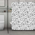 White And Black Music Note Pattern Print Polyester Shower Curtain