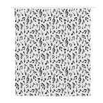 White And Black Music Note Pattern Print Polyester Shower Curtain