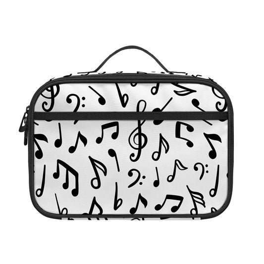 White And Black Music Note Pattern Print Portable Lunch Bag