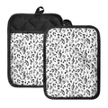 White And Black Music Note Pattern Print Pot Holders With Pocket