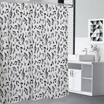 White And Black Music Note Pattern Print Premium Shower Curtain