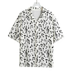 White And Black Music Note Pattern Print Rayon Hawaiian Shirt