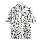 White And Black Music Note Pattern Print Rayon Hawaiian Shirt