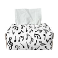 White And Black Music Note Pattern Print Rectangle Tissue Box Cover