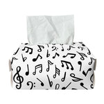 White And Black Music Note Pattern Print Rectangle Tissue Box Cover