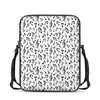 White And Black Music Note Pattern Print Rectangular Crossbody Bag