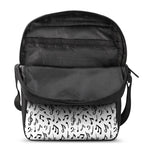 White And Black Music Note Pattern Print Rectangular Crossbody Bag