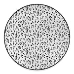 White And Black Music Note Pattern Print Round Floor Mat