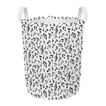 White And Black Music Note Pattern Print Round Laundry Basket