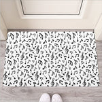 White And Black Music Note Pattern Print Rubber Doormat