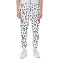 White And Black Music Note Pattern Print Joggers