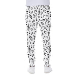White And Black Music Note Pattern Print Scuba Joggers