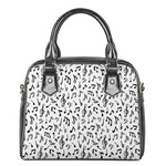 White And Black Music Note Pattern Print Shoulder Handbag