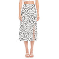White And Black Music Note Pattern Print Side Slit Midi Skirt