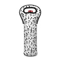 White And Black Music Note Pattern Print Single Neoprene Wine Tote