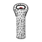 White And Black Music Note Pattern Print Single Neoprene Wine Tote