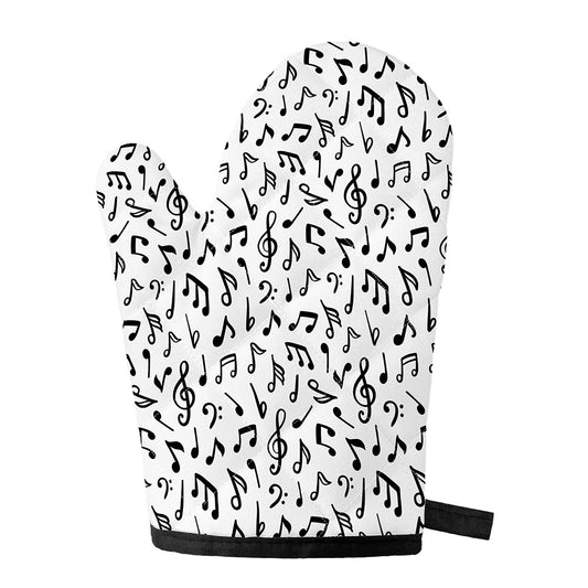 White And Black Music Note Pattern Print Single Oven Mitt