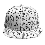 White And Black Music Note Pattern Print Snapback Cap