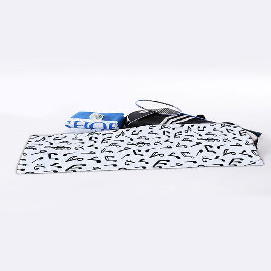 White And Black Music Note Pattern Print Sports Towel