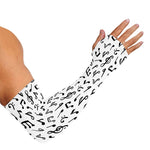 White And Black Music Note Pattern Print Sun Protection Arm Sleeves