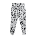 White And Black Music Note Pattern Print Sweatpants