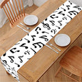 White And Black Music Note Pattern Print Table Runner